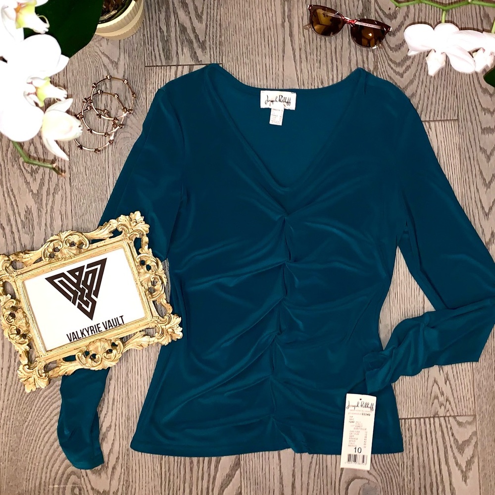 Joseph Ribkoff Long Sleeve Teal Top - Size 10